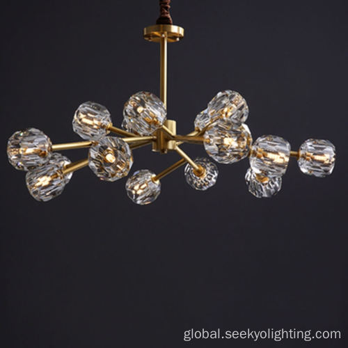 Crystal Glass Chandelier Luxury G9 Crystal Glass Brass Gold Ceiling Chandelier Factory